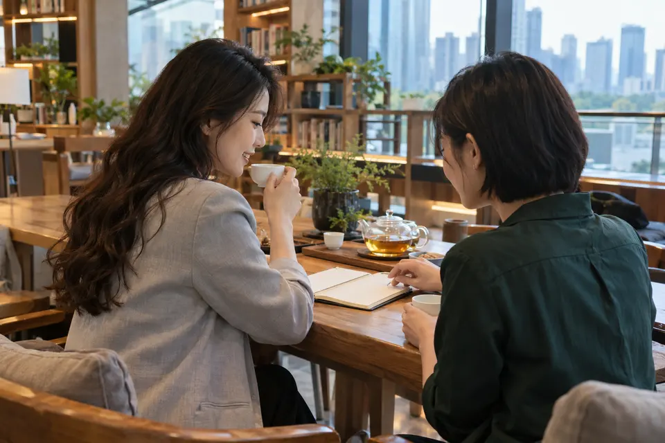深圳共享书房茶文化交流，年轻女性阅读记录